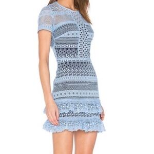 Parker laced tiered hem mini dress in blue sz XS